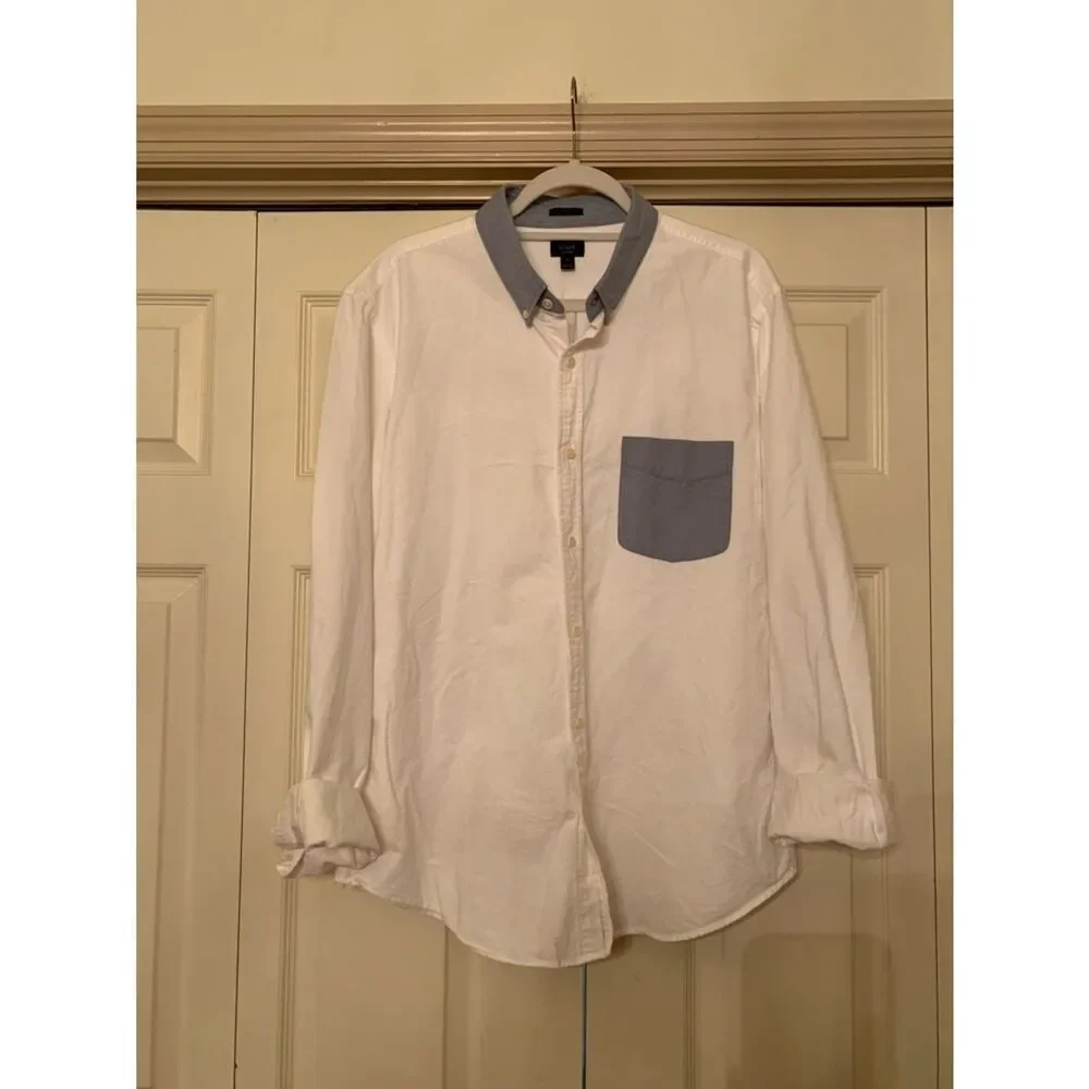 J CREW XL Slim Fit Two-Tone Blue Long Sleeve Button Down Oxford Shirt